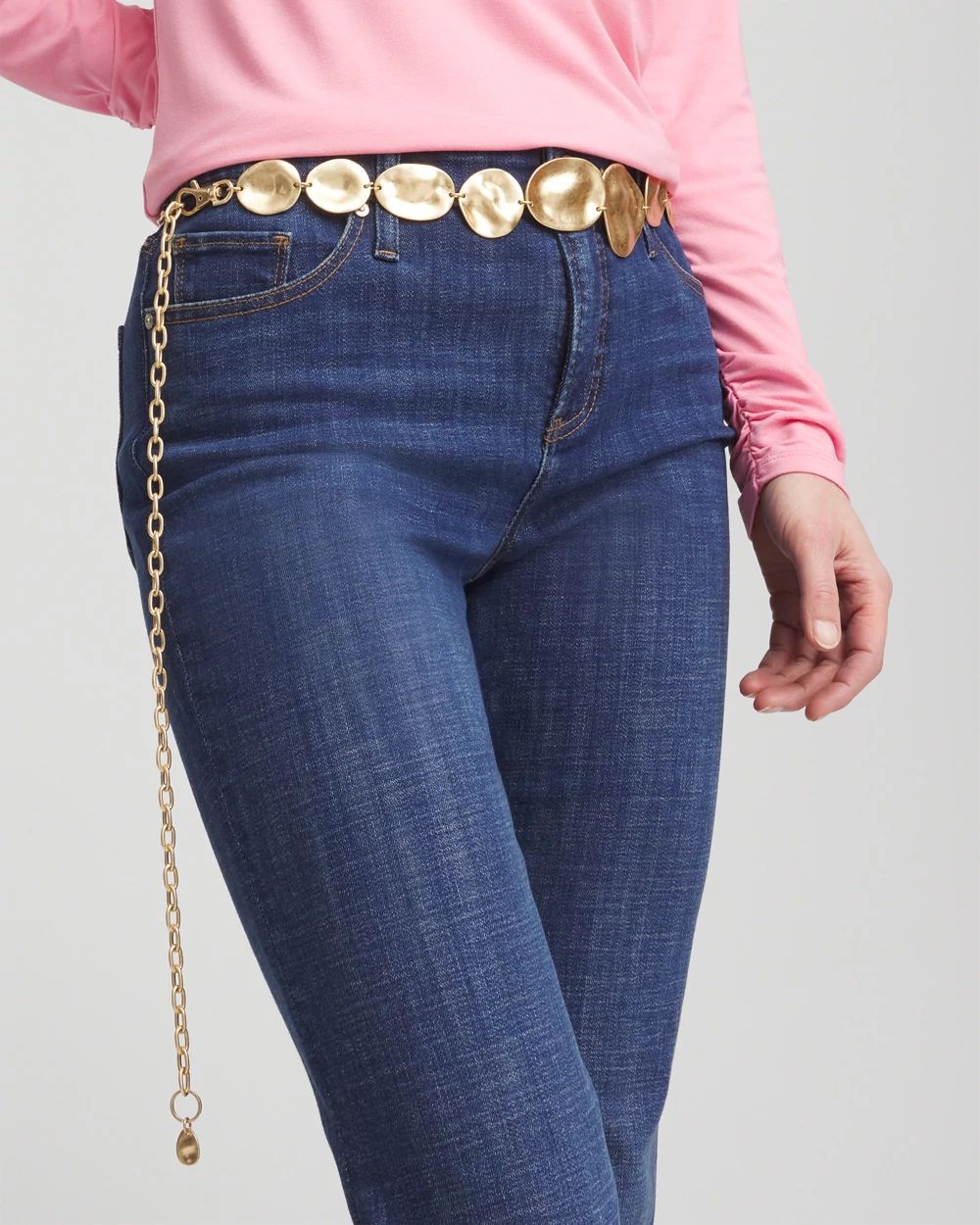 Chico's Gold-Tone Pebbles Chain Belt