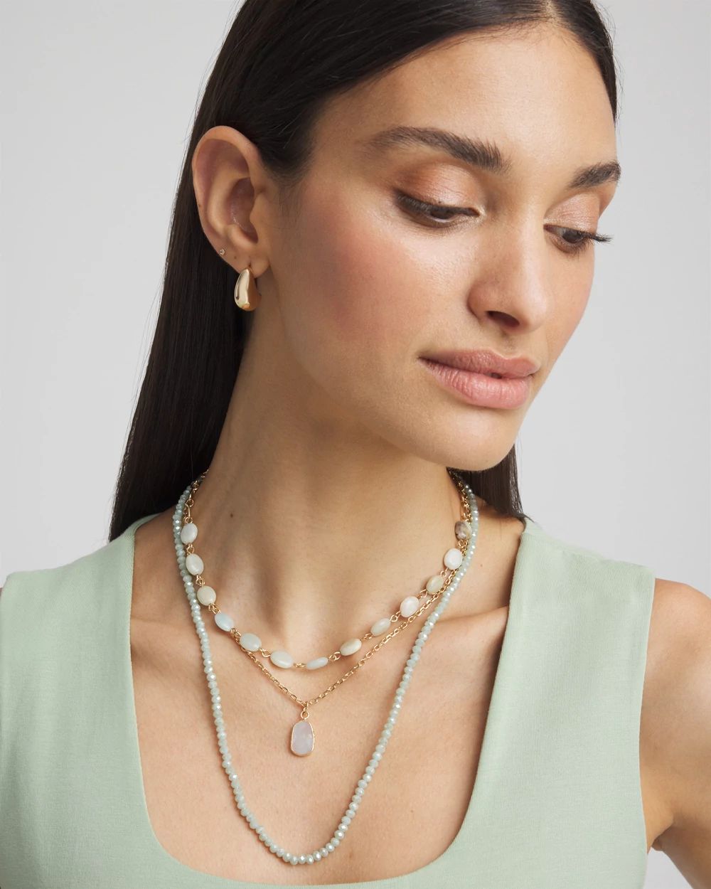 Convertible Multi-Strand Semi-Precious Stone Necklace