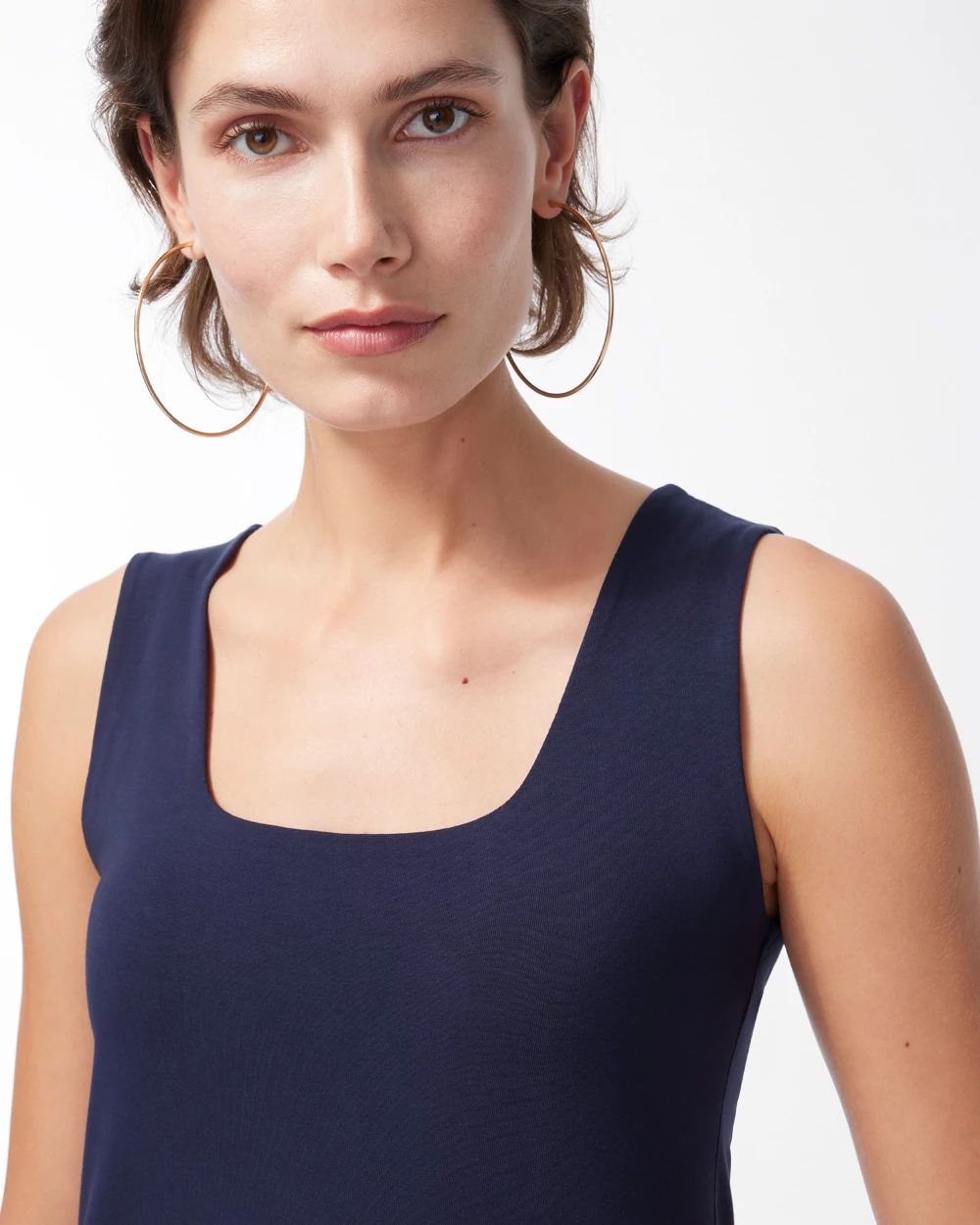 Contour Cotton™ Navy Square Neck Tank