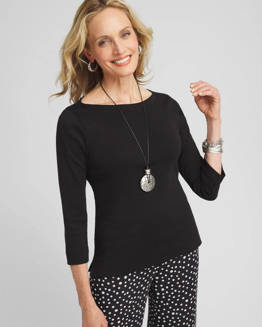 3/4 Sleeve Bateau Neck Tee