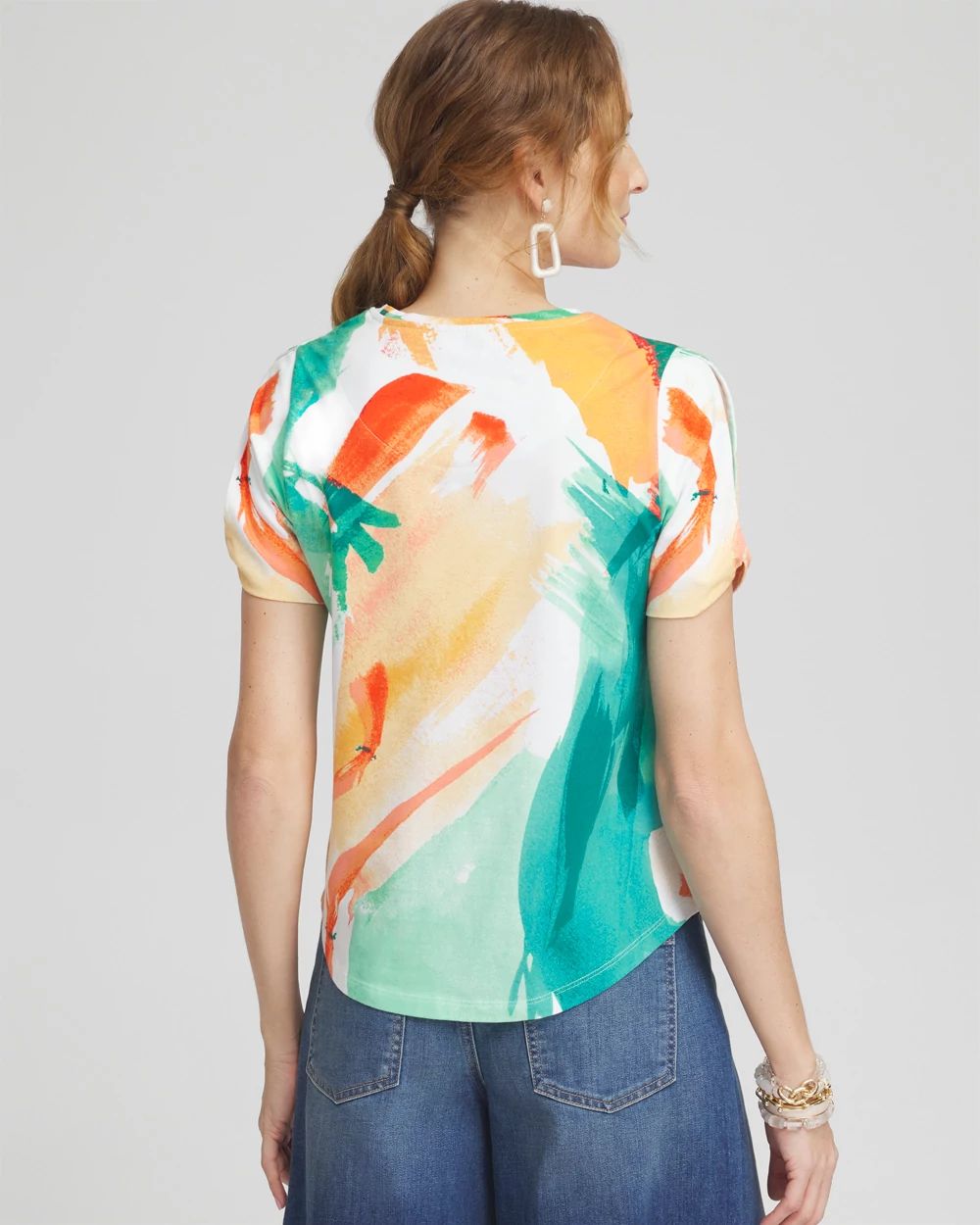 Abstract Cold Shoulder Tee