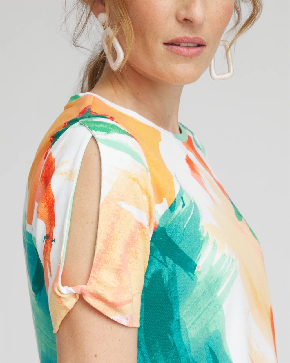 Abstract Cold Shoulder Tee