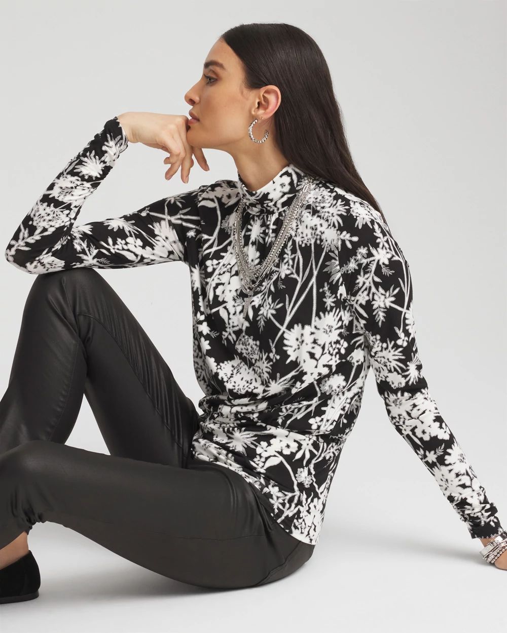 Floral Print Banded Hem Top