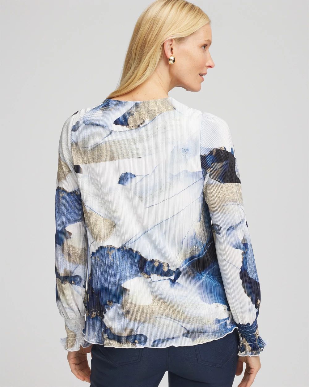 Foil Ocean Print Crinkle Top