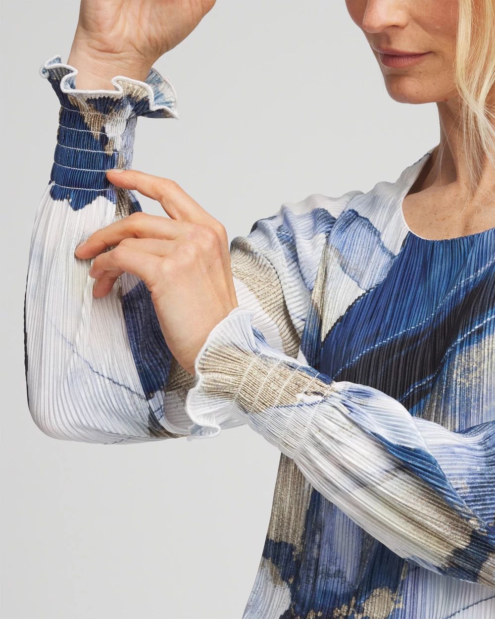 Foil Ocean Print Crinkle Top