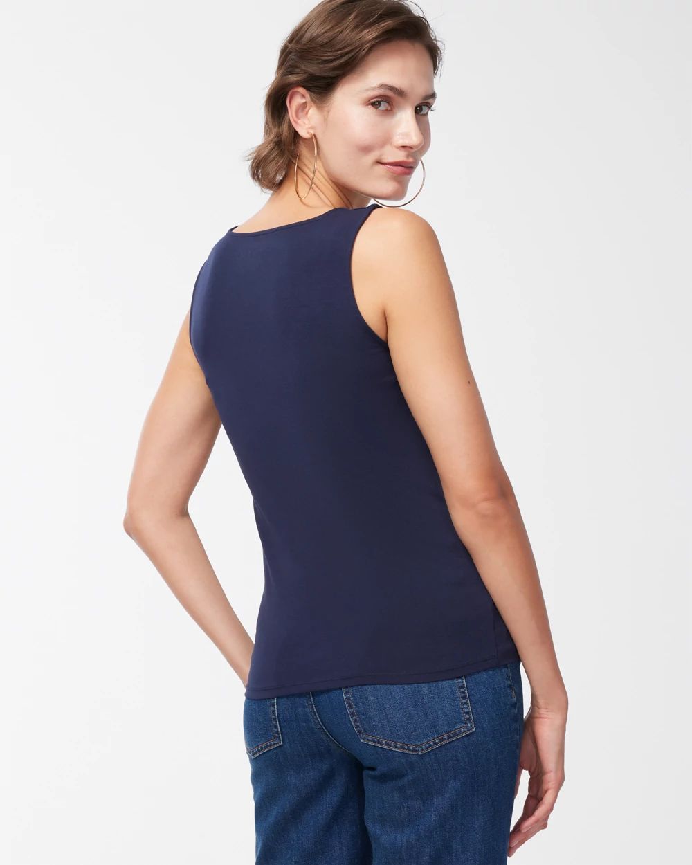 Contour Cotton™ Navy Square Neck Tank